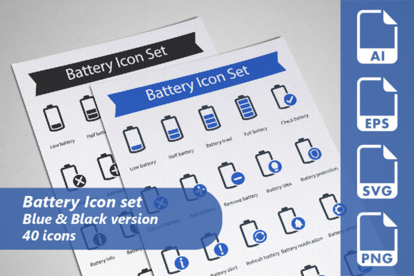 Enhance Your Designs with 40 Battery Icons