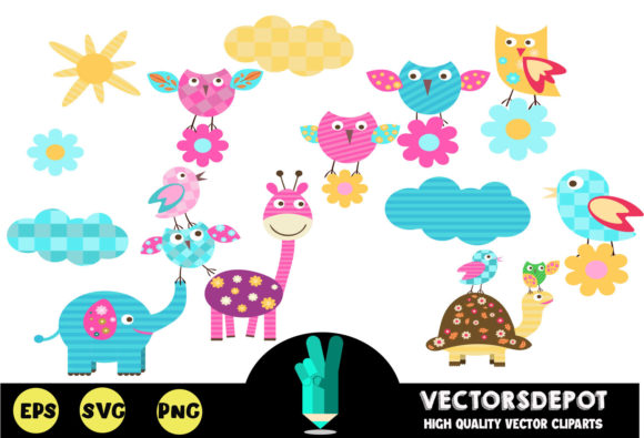 Explore Spring Colorful Animals Clipart