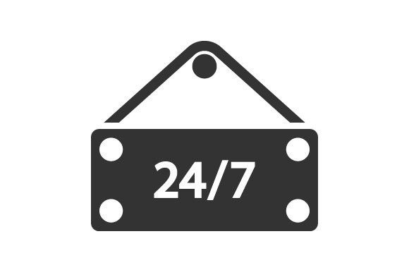 Strategic Use of the 24 Hours Open Shop Icon for Enhanced Branding and Customer Experience
